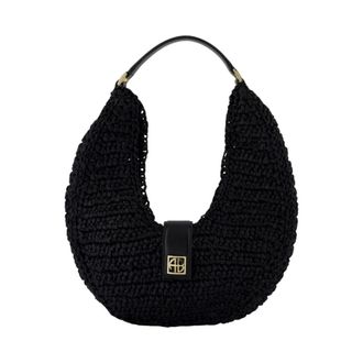 Anine Bing Black Monogram Shoulder Bag - Canvas