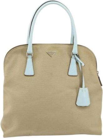 Prada Pre-owned Handbags, female, Beige, Size: ONE SIZE Pre-owned Canvas Handbag