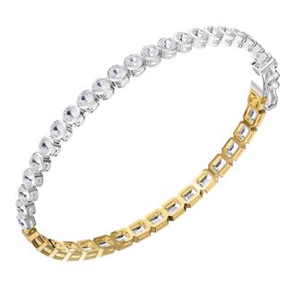 Diamond2Deal 925 Sterling Silver 6.4 ct Round & Emerald cut Lab Grwon Diamond Tennis Bracelet 7