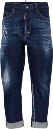 Dsquared2 Ripped Straight Leg Jeans - Heren - Cropped Jeans - Blauw - L - Katoen - Jeans