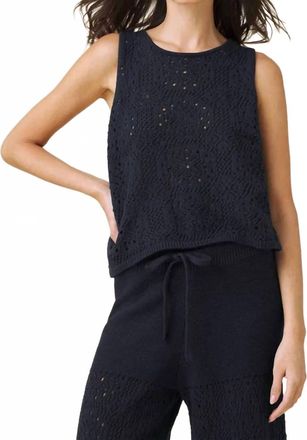 Splendid Beckham Crochet Sweater Tank In Navy