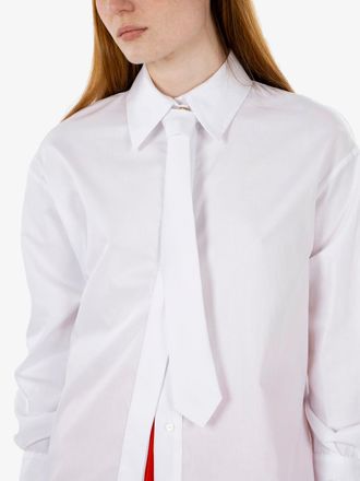 Elisabetta Franchi Camicia in cotone con cravatta bianca