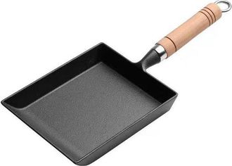 OEM Sart&eacute;n Rectangular De Hierro Fundido Para Tamagoyaki, Con Mango De Madera, Apta Para Inducci&oacute;n, Antiadherente Y Curada, 15x18 Cm