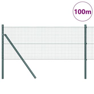 Berkfield Home Green Welded Wire Fence with 13 Posts Green 0.4x100 m Steel