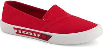 Andrea Womens Canvas Flats Hearts In Red