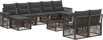 vidaXL Conjunto De Sof&aacute;s De Jard&iacute;n 10 Uds. Gris Y Gris Oscuro Vidaxl