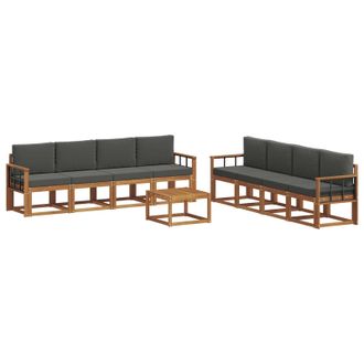 vidaXL Conjunto De Sof&aacute;s De Exterior 9 Pcs Natural Y Antracita Vidaxl