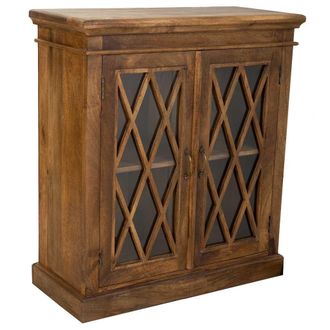 Wanderlust Deco Wanderlust Deco - Recibidor De Madera Y Cristal Artesanal De 2 Puertas Marron 90x40x100