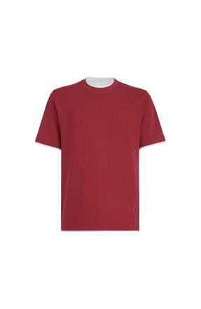 Brunello Cucinelli T-shirt with faux-layering in Cherry at Nordstrom, Size Xxx-Large Eu
