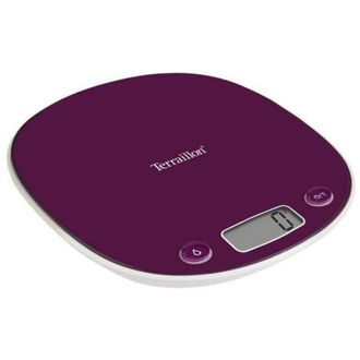 Terraillon Balanza De Cocina Electr&oacute;nica Terraillon Macaron P&uacute;rpura - Capacidad 5 Kg - Dise&ntilde;o Elegante
