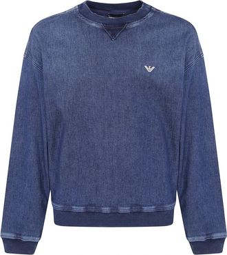 Emporio Armani Regular Fit Denim Sweatshirt - Heren - Sweatshirts - Blauw - S - Denim - Hoodies & sweatvesten