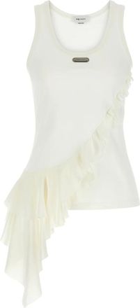 Alexander McQueen Alexander McQueen, Sleeveless Tops, female, White, Size: XS Asymmetric Ruffle Tank Top