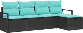 vidaXL Juego De Sof&aacute; 5 Uds. 5-n&uacute;mero De Plazas Negro Y Turquesa Vidaxl