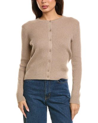 The Cashmere Project The Cashmere Project Lurex Mini Rib Cashmere-Blend Cardigan
