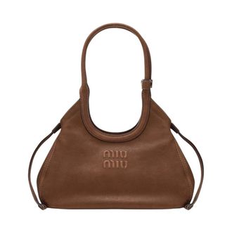 Miu Miu Ivy Nappa Leren Tote - Dames - Tassen - Bruin - Maat: ONE Size Leer