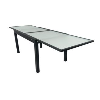 Pondecor Interiorismo Mesa jard&iacute;n ext. Rectangular 135/270 aluminio y cristal