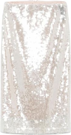 Federica Tosi Rokken, Dames, Wit, M, Pailletten, Pailletten mesh midi rok