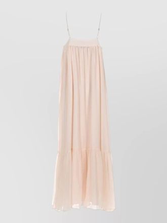 Rotate chiffon midi dress ruffled hem straps