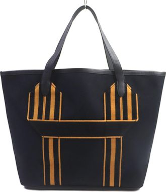 Herm&egrave;s Black Camel Taurillon Clemence Leather Tote Bag (Pre-Owned)