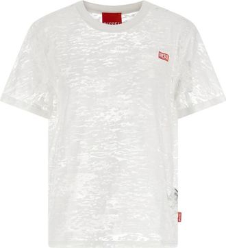Diesel White Logo Crew Neck T-Shirt