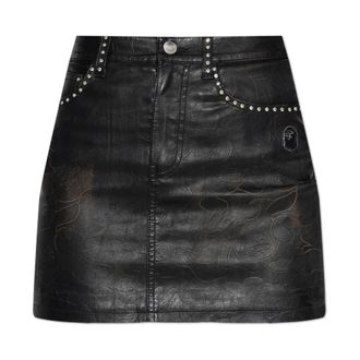 A Bathing Ape Short Skirts, female, Black, Size: XS Eco-leather skirt