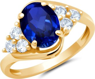 MAX + STONE 10k Yellow or White Gold Oval Cut Gemstone Sunburst Halo Ring