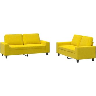 vidaXL Vidaxl - Juego De Sof&aacute;s 2 Piezas Tela Amarillo Claro