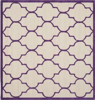 Safavieh Alfombra enrejado de lana blanco/morado, 183 x 183 cm