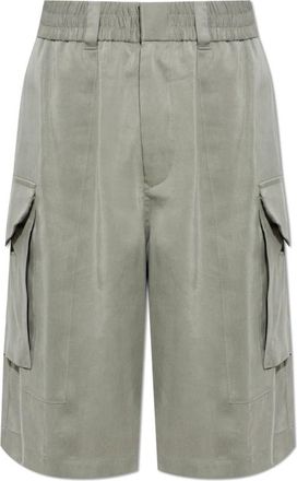 Giorgio Armani Bermuda Oversized Shorts in Washed Lyocell Poplin - Heren - Korte Broeken - Grijs - M - Korte Broeken