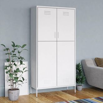 vidaXL Armadio Bianco 90x50x180 Cm In Acciaio - Vidaxl