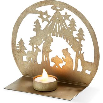 Tag Nativity Tealight Holder Iron Candle Holders Christmas Decor in Off-White at Nordstrom