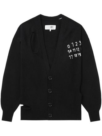 Maison Margiela numbers-motif cardigan - women - Wool/Polyamide - M - Black