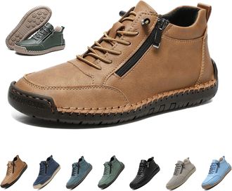 Generic Womens Handmade Leather Orthopedic Comfy Shoes Fashion Lightweight Non Slip Side Zipper Walking Shoes Outdoor Casual Ankle Boots (Brown,10.5)