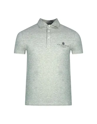 Aquascutum Mens Aquascutum London Bold Logo Grey Polo Shirt - Green - Size: 36