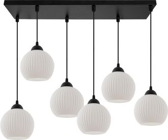 OEM L&aacute;mpara Colgante Riffle Negra 6 Pantallas Planas Blancas Bolas E27
