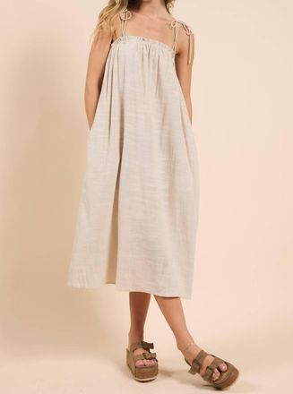 Sadie & Sage Mojave Tie Strap Midi Dress In Taupe