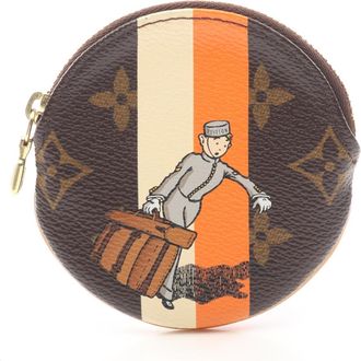 Louis Vuitton Brown Multi-Color Orange Leather Pvc Coin Purse/Coin Case (Pre-Owned)