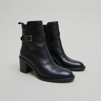 Jonak Leren bottines met hak Cajou