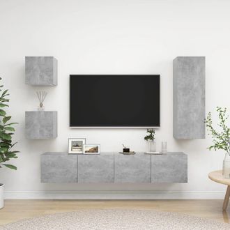 Berkfield Home 5 Piece TV Cabinet Set Concrete Grey Engineered Wood