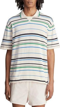 adidas x Wales Bonner Stripe Cotton Blend Polo in White/Green/Bluebird/Indigo at Nordstrom Rack, Size Xx-Large