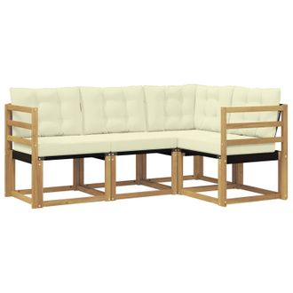vidaXL Conjunto De Sof&aacute;s De Exterior Con Coj&iacute;n 4 Pcs Blanco Y Crema Vidaxl