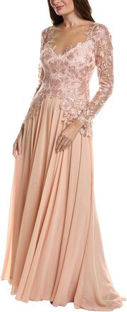 Tadashi Shoji Long Sleeve Embroidered Maxi Dress