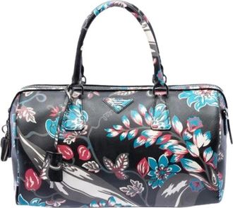 Prada Pre-owned Handbags, female, Multicolor, Size: ONE SIZE Pre-owned Printed Saffiano Satchel