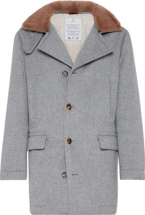 Brunello Cucinelli short cashmere coat - men - Cashmere - 52 - Grey