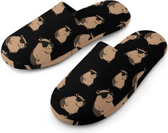 Generic Capybara with Glasses Mens Cotton Slippers Memory Foam Comfort House Shoes Winter Indoor Slipper for Hotel Casa Spa