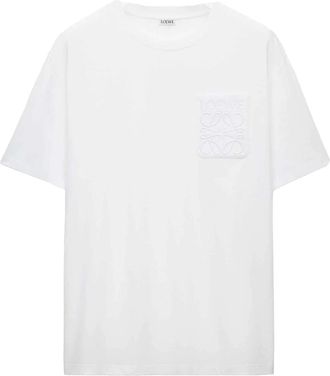 Loewe Mens Pocket Logo T-Shirt in White Cotton - Size X-Large