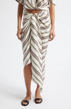 A.L.C. Rhodes Stripe Linen Blend Skirt in Panna Multi at Nordstrom, Size 00