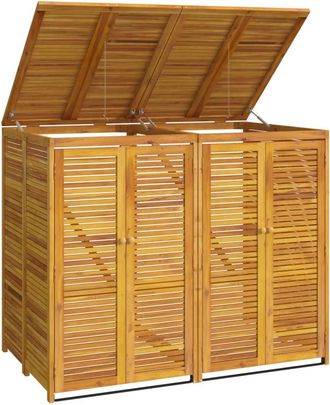 vidaXL Vidaxl - Cobertizo Doble Para Cubo De Basura Madera Acacia 140x89x117 Cm