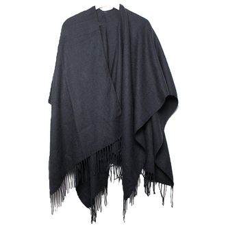 Accessoryo Womens Plain Black Knitted Blanket Wrap