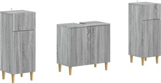 vidaXL Juego De Gabinete De Ba&ntilde;o De 2 Piezas Arnhem Sonoma Gris Vidaxl